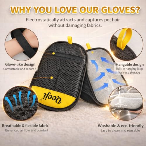Pro Pet Hair Remover Glove–Reusable Electrostatic Fur Cleaning Mitt for Dogs & Cats, Removes Hair from Furniture, Sofa, Carpet & Car, Grooming & Deshedding Tool (BlueYellow) - color: BlueYellow