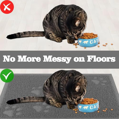 Darkyazi Cat Litter Box Mat for Floor Litter Trapping Mat Non-Slip Backing, Scatter Control, Easy Clean, Water Resistant, Soft on Paws (15.75" x 11.75",Grey) - color: Grey
