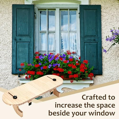 1 Pcs Natural Window Sill Plant Shelf for Plants 21.7 x 7.1 x 5.9 Inch Windowsill Extender Window Plant Floating Shelves No Drilling Wooden Bracket for Cat Perch Planters (Rounded Corner) - size: Rounded Corner