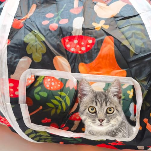 Cat Tunnel Tube Toys，Tunnels for Indoor Cats, Collapsible Interactive Toy with Balls for Rabbits, Kittens, Ferrets, Puppy (S - 2 Way Mushroom) - color: S - 2 Way Mushroom