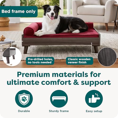 Furhaven (Old Version) Elevated Dog Bed Frame for 44" x 35" XL Dog Beds, Easy Assembly - Mid-Century Modern Bed Frame - Walnut, Jumbo/XL - color: Veneer Walnut, size: 44" x 35"
