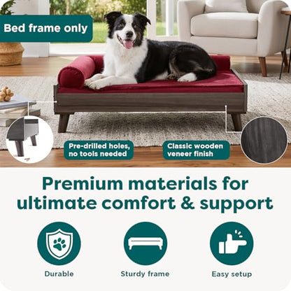 Furhaven (Old Version) Elevated Dog Bed Frame for 44" x 35" XL Dog Beds, Easy Assembly - Mid-Century Modern Bed Frame - Walnut, Jumbo/XL - color: Veneer Walnut, size: 44" x 35"