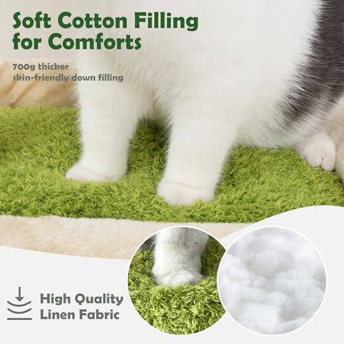 Meowoou Palm Cat Tree Tower for Indoor Cats with Cozy Cat Condo, 33'' Natural Sisal Scratching Posts and Plush Pom-pom for Small Kitty - size: 33 in Cat Tree