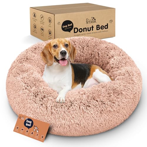 Donut Dog Bed - Premium Comfort for Anxiety Relief - Fluffy & Calming Design with Ultra-Plush Support | Cozy Round Dog Bed with Super Soft Circle Style (Pink, Medium) - color: Pink, size: Medium (30"L x 30"W x 9"Th)