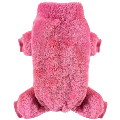 Idepet Velvet Dog Pajamas, Turtleneck Dog Sweater Fuzzy Plush Onesie Soft Cat Apparel Pet Clothes Winter Outfit Doggy Pjs Puppy Jumpsuit for Small Dogs Cats (Rosered,XS) - color: RoseRed, size: X-Small
