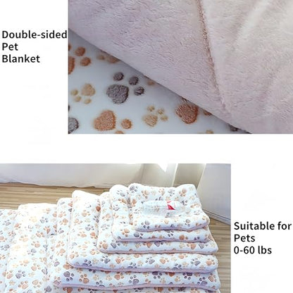 Reversible Coral Fleece Pet Blanket, 12 Designs 6 Sizes for Dogs/Cats/Rabbits, Scratch-Resistant Machine-Washable, Sofa Protector & Warm Pad, Fits 0-60 Lbs Pets (13.8''x11.4'', Light Gray) - size: 13.8''x11.4''