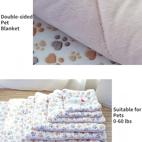 Reversible Coral Fleece Pet Blanket, 12 Designs 6 Sizes for Dogs/Cats/Rabbits, Scratch-Resistant Machine-Washable, Sofa Protector & Warm Pad, Fits 0-60 Lbs Pets (18.9''x13.4'', Light Gray) - size: 18.9''x13.4''