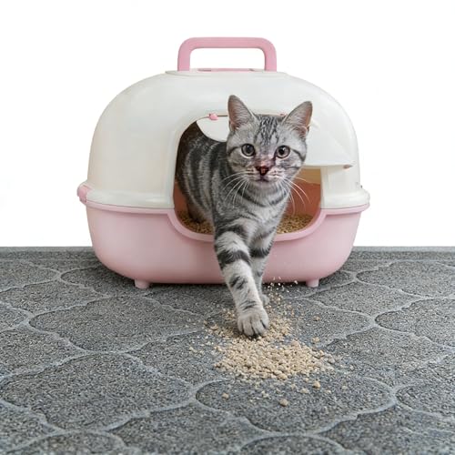 Cat Litter Mat Traps Litter from Litter Box XL Size 47"X36" Durable Trapping Rug, Non-Slip and Waterproof, Easy to Clean - color: Grey