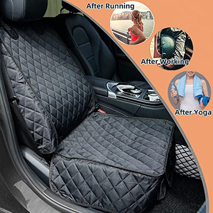 PETICON Waterproof Front Seat Car Cover, Full Protection Dog Car Seat Cover with Side Flaps, Nonslip Scratchproof Front Seat Cover Fits for Cars, Trucks, SUVs, Jeep - color: black