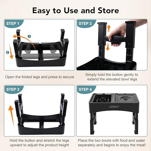 UPSKY 3-in-1 Elevated Dog Bowls Slow Feeder, Adjustable Stand, Stainless Steel Food & No Spill Pet Water Bowl for Small Medium Dogs - color: C-3 in 1 (Black)