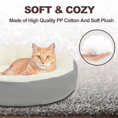 Rypet Heated Cat Bed Indoor, Soft & Cozy Donut Heated Pet Bed with Timer and Timer, Adjustable Temperature Heated Dog Beds for Small Dogs and Senior Cats with Chew Resistant Cord