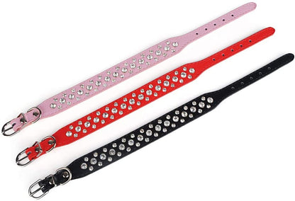 Rhinestone Dog Collar, Bling Rhinestone PU Leather Crystal Diamond Pet Dog Cat Puppy Collar Black S M L XL (XS, Purple) - color: Purple, size: XS