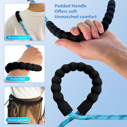 Hands Free Dog Leash, 10FT Adjustable Waist Leash for Walking, Reflective Nylon, Heavy Duty 1/2 Inch, Tangle Free No Pull for Large Medium Dogs Running Hiking, Blue