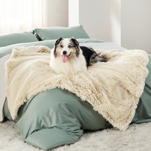 Bedsure Dog Blankets for Large Dogs, Fluffy Waterproof Dog Blanket for Couch Protector and Bed Washable, Fuzzy Faux Fur Pet Throw Blankets for Calming, Dog Accessories, XL, 50×60 inch, Cream - color: Cream, size: Xl(50x60")