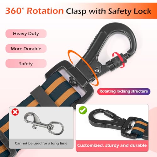 Double Handle Dog Leash for Large Dogs, Heavy Duty Adjustable Leash with Soft Padded Handles, Traffic Control Training Lead for Walking, Running (Blue & Orange Stripe, 4 ft)