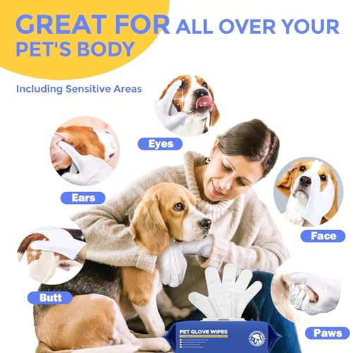 Pet Cleaning Glove Wipes for Dogs & Cats, Hypoallergenic Deodorizing Disposable No-Rinse Grooming Wipes, Extra Thick Bathing Wipes,Perfect for Pet Dry Cleaning,Daily Care and Travel,48 pcs - size: 48 Pcs (Pack of 2)