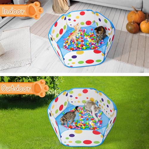 Palksky Interactive Cat Toys with Cat Ball Pit, Toy Balls, Ball Launcher, Spring Toys for Bored Indoor Cats Self Play, Enrichment Toy for Fun and Exercise - style: Cat Toys ( with Ball Launcher )