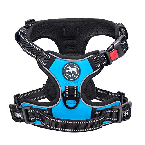 PoyPet No Pull Dog Harness, No Choke Front Lead Dog Reflective Harness, Adjustable Soft Padded Pet Vest with Easy Control Handle for Small to Large Dogs(Blue,XS) - color: Blue, size: XS
