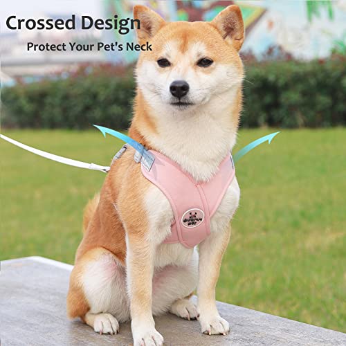 Dog Harness Pet X Frame No Pull Step-in Harnesses with Leash Set, Adjustable Reflective Choke Free Puppy with Padded Vest for Small, Medium Dogs and Cats Walking Training - color: Pink, size: Medium