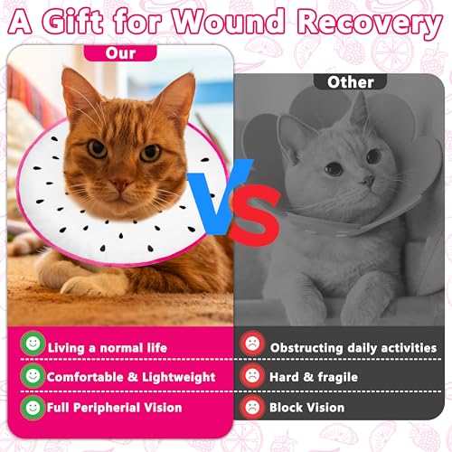 Cat Cone Collar Soft, Adjustable Cat Recovery Cone to Stop Licking, Cute Kitten Donut Collar After Surgery, Elizabethan Collars for Kittens, Lightweight Cats Neck Cones (Dragonfruit, Large) - color: Dragonfruit, size: Large