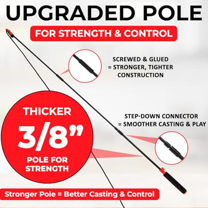 PET Wrangler 2.0 - Upgraded Flirt Pole for Dogs, Interactive Dog Toy with Reinforced 50" Pole &10ft Cord, Creates Extended Play Area, 3 Changeable Lures for Training, Exercise, & Enrichment