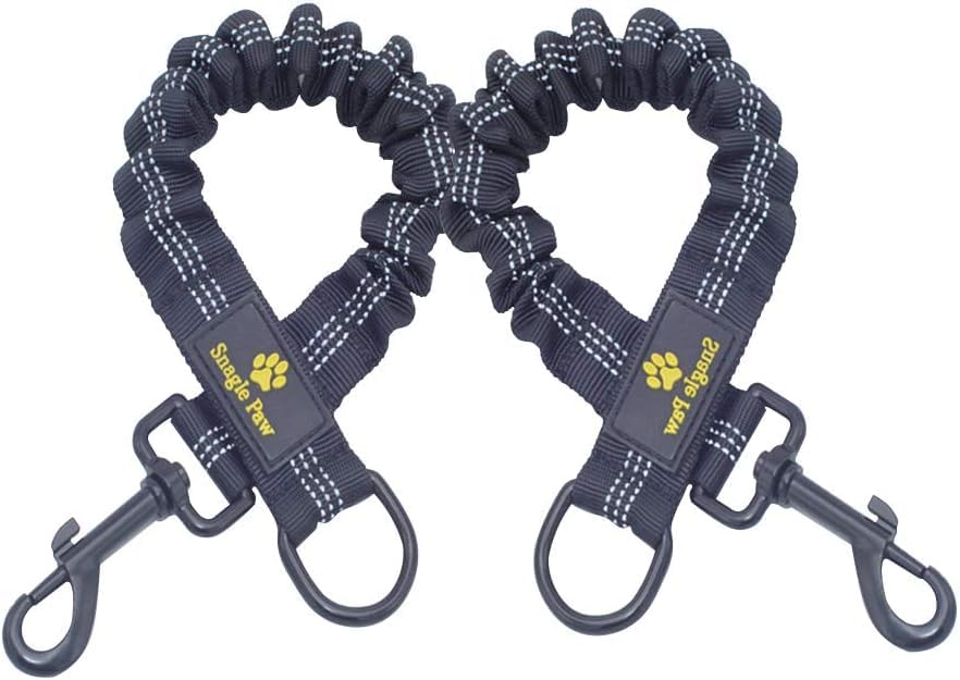 Bungee Dog Leash Extension Attachment, 18” Shock Absorbing Lead Extension Absorber, Prevent Injury on Arm and Shoulder & Save Dogs from Getting Hurt, Great for Bicycle, Running, Walking - color: Black