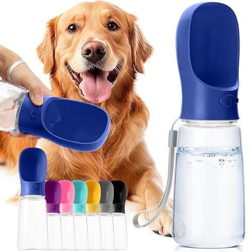 Mr. Pen- Portable Dog Water Bottle, 19 oz, Large, Leak Proof Puppy Water Dispenser with Drinking Feeder for Pets, Outdoor Walking, Hiking, Travel, Not Dishwasher Safe - color: Navy Blue