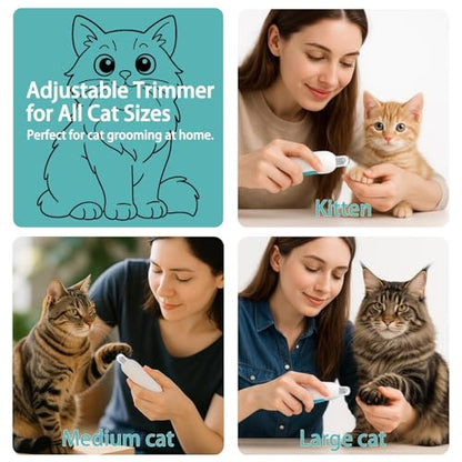 Cat Nail Clipper, Cat Nail Trimmer with Adjustable 3-Size Trimming Hole & Hidden Nail File, Anti-Splash Claw Cutter with Debris Catcher for Kittens, Cats & Small Pets Home Grooming