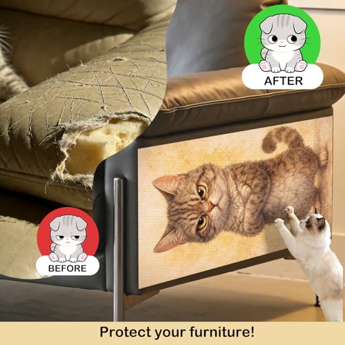 Cat Scratch Pad 15.3x23.6 Inches Polyester Synthetic Fiber, Grumpy Tabby Cat Print, wall Scratcher, Scratching mat, Home Decor, Living Room, Game Room (2pcs) - color: VE08104-2pcs