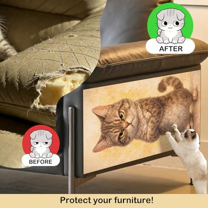 Cat Scratch Pad 15.3x23.6 Inches Polyester Synthetic Fiber, Grumpy Tabby Cat Print, wall Scratcher, Scratching mat, Home Decor, Living Room, Game Room (2pcs) - color: VE08104-2pcs