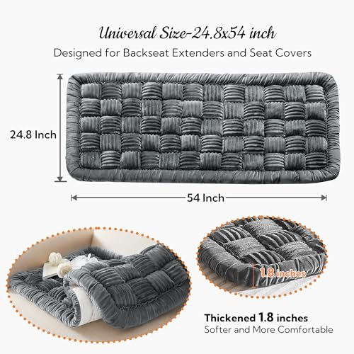 Backseat Pet Bed Mat,Dog Bed for Car,Fuzzy Dog Seat Cover for Car Back Seat, Non-Slip Travel Pet Mat, Fit for Backseat Extenders and Seat Covers(Gray) - color: Gray