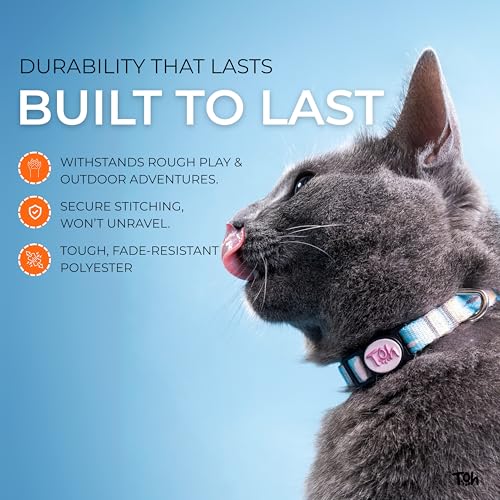 Breakaway Cat Collar – Stylish & Safe Adjustable Kitten Collar Breakaway – Cute Collar for Kittens & Cats – Soft Pet Collar for Girls & Boys – Cat Accessories, Blue - color: Blue