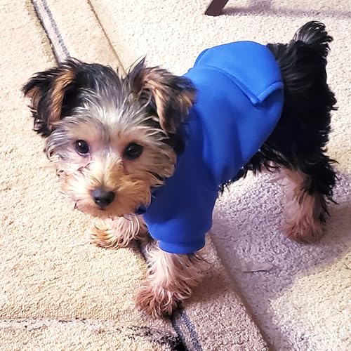 Jecikelon Winter Dog Hoodie Sweatshirts with Pockets Warm Dog Clothes for Small Dogs Chihuahua Coat Clothing Puppy Cat Custume (Dark Blue, X-Small) - color: Dark Blue, size: X-Small