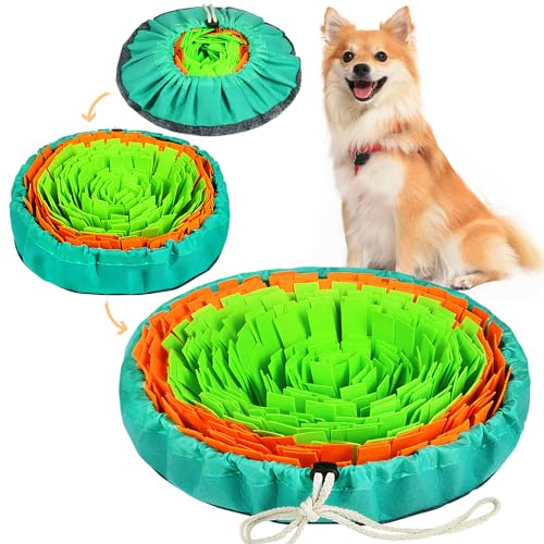 Vivifying Snuffle Mat for Dogs, Interactive Dog Enrichment Toys for Boredom and Mental Stimulation, Adjustable Puzzle Toys Sniff Mat for Slow Eating and Stress Relief (Green & Orange) - color: Green&Orange