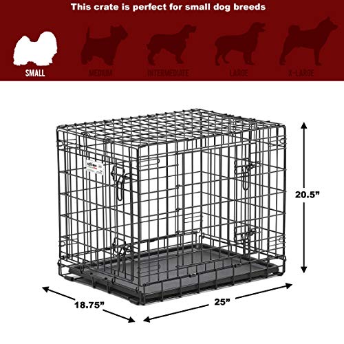 MidWest Homes for Pets Ultima Pro Heavy-Duty 24-Inch Dog Crate, Ultra-Strong Steel Double Door Pet Cage for Small Breeds, Accessories Included - size: 25.8"L x 19.0"W x 25.8"H