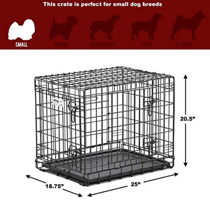 MidWest Homes for Pets Ultima Pro Heavy-Duty 24-Inch Dog Crate, Ultra-Strong Steel Double Door Pet Cage for Small Breeds, Accessories Included - size: 25.8"L x 19.0"W x 25.8"H