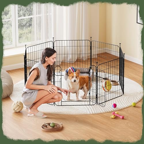 Yaheetech Dog Playpen for Puppy/Small Dogs, Foldable Pet Pen Expandable Fence with Door for Indoor/Outdoor Use, 24 Inch 8 Panels, Black - size: 24 inch