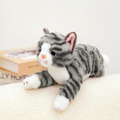 PEACH CAT Striped Cat Stuffed Animal 9.8" Realistic Kitten Plushies Soft Plush Toys Gifts for Kids Grey - style: 9.8“ Grey Cat