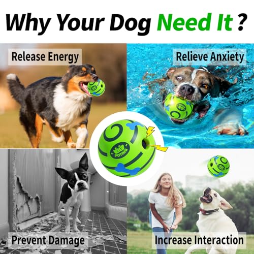 Giggle Ball for Dogs 2 Pack, Glowing Interactive Dog Toys Balls, Rolling Squeaky Toy for Large Medium Small Dogs, Fun Giggle Sounds Attract Attention When Rolled or Shaken - 3.14 inch