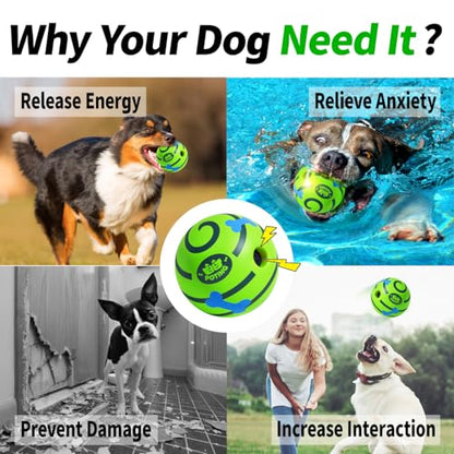 Giggle Ball for Dogs 2 Pack, Glowing Interactive Dog Toys Balls, Rolling Squeaky Toy for Large Medium Small Dogs, Fun Giggle Sounds Attract Attention When Rolled or Shaken - 3.14 inch