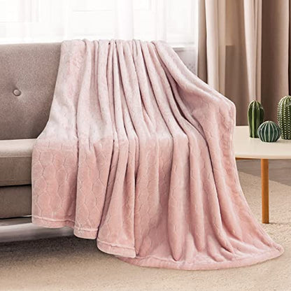 TOONOW Fleece Blanket Super Soft Cozy Throw Blanket 50" x 60", Lightweight Fuzzy Comfy Textured Flannel Blanket Winter Warm Plush Throw Blankets for Couch, Sofa, Bed, Light Pink - color: Light Pink, size: Throw-50" x 60"