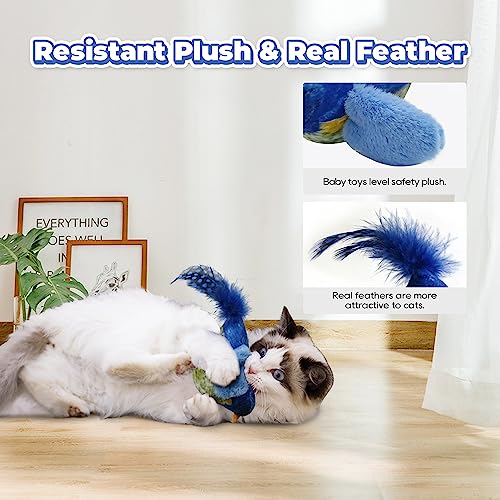 LEWISER Cat Toys Chirping Tit 2 Pcs with Catnip SilverVine, Suitable for Cat Wand Toys, Simulation Bird Design, Interactive Toys for Indoor Kitty Kitten Exercise, Red and Blue - color: Chirp Tit A