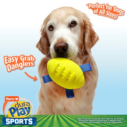 Hartz Dura Play Sports Football Dog Toy, Bacon Scented Squeaky Latex Yellow & Blue Toy, 1 Count - size: 1 Count, style: Football