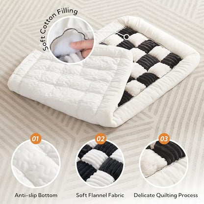 Backseat Pet Bed Mat,Dog Bed for Car,Fuzzy Dog Seat Cover for Car Back Seat, Non-Slip Travel Pet Mat, Fit for Backseat Extenders and Seat Covers (White and Black) - color: White and Black