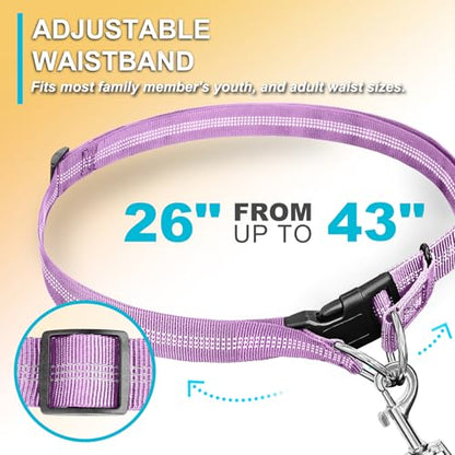 Laqibak Hands Free Dog Leash, Adjustable Waist Leash for Dog, Handle Bungee 4.2-6.7 Feet Long with Reflective Stitches for Walking Hiking Running, Fits 26"- 43" Waist, Light Purple - color: Light Purple