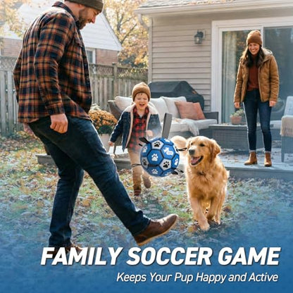 QDAN Dog Ropes Toys, Soccer Ball with Straps, Puppy Birthday Gifts, Durable Balls for Medium Large Dogs-Blue&Grey（8 Inch） - color: Blue Gray, size: Large Size 3 (8")