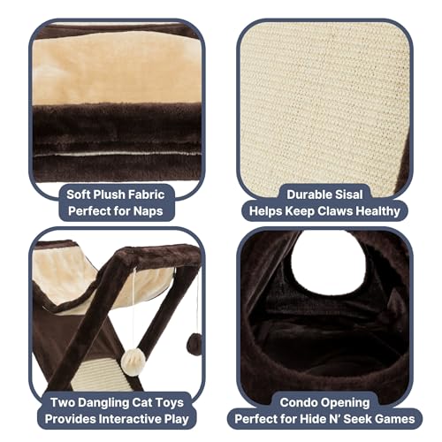 Trixie Miguel Fold and Store 25.5" Indoor Furniture for Cats - Sisal Scratcher - Cave - Interactive Hanging Toy - Hammock/Bed - Brown - color: Brown