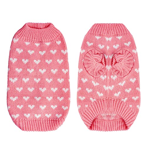 Dxhycc Dog Knitted Sweater Dog Heart Sweater Puppy Sweater Warm Soft Pet Holiday Clothes for Large Cats and Dogs (Pink, L) - color: Pink, size: Large