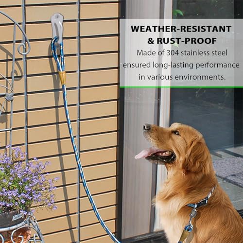 Stainless Steel Dog Tie-Out Hook,Heavy Duty Wall Mounted Leash&Chain Anchor,Rust-Proof for Yard&Patio,Secure Dog Parking System for All Size Dogs - size: Large