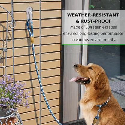 Stainless Steel Dog Tie-Out Hook,Heavy Duty Wall Mounted Leash&Chain Anchor,Rust-Proof for Yard&Patio,Secure Dog Parking System for All Size Dogs - size: Large